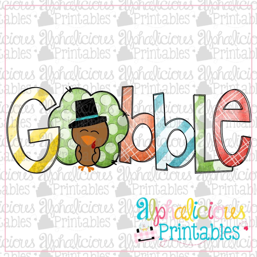 Gobble- Grunge with Hat -Printable