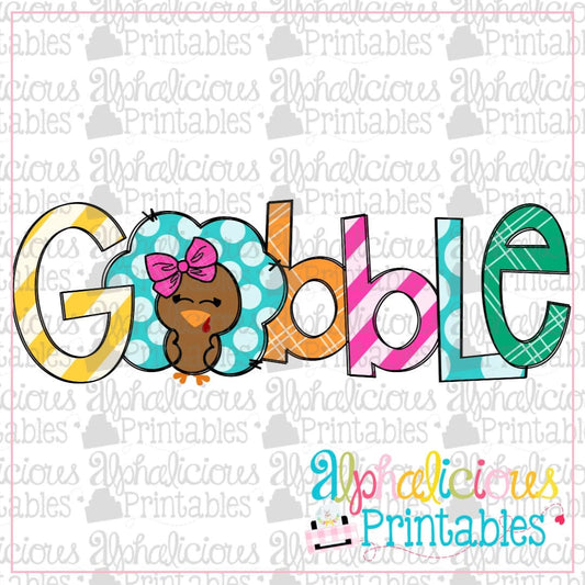 Gobble Girl with Bow -Printable