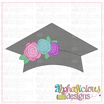 Graduation Hat with Flowers-Sketch