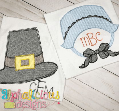 Pilgrim Hat and Thankful Bonnet-Sketch BUNDLE
