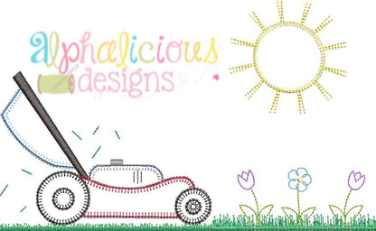 Lawnmower With Flowers Applique-Blanket
