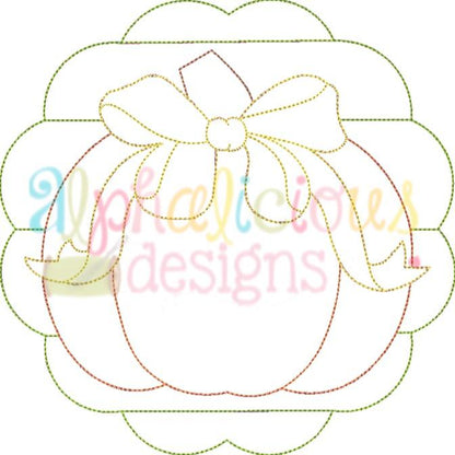 Patchwork Scallop Pumpkin with Bow-Triple Bean