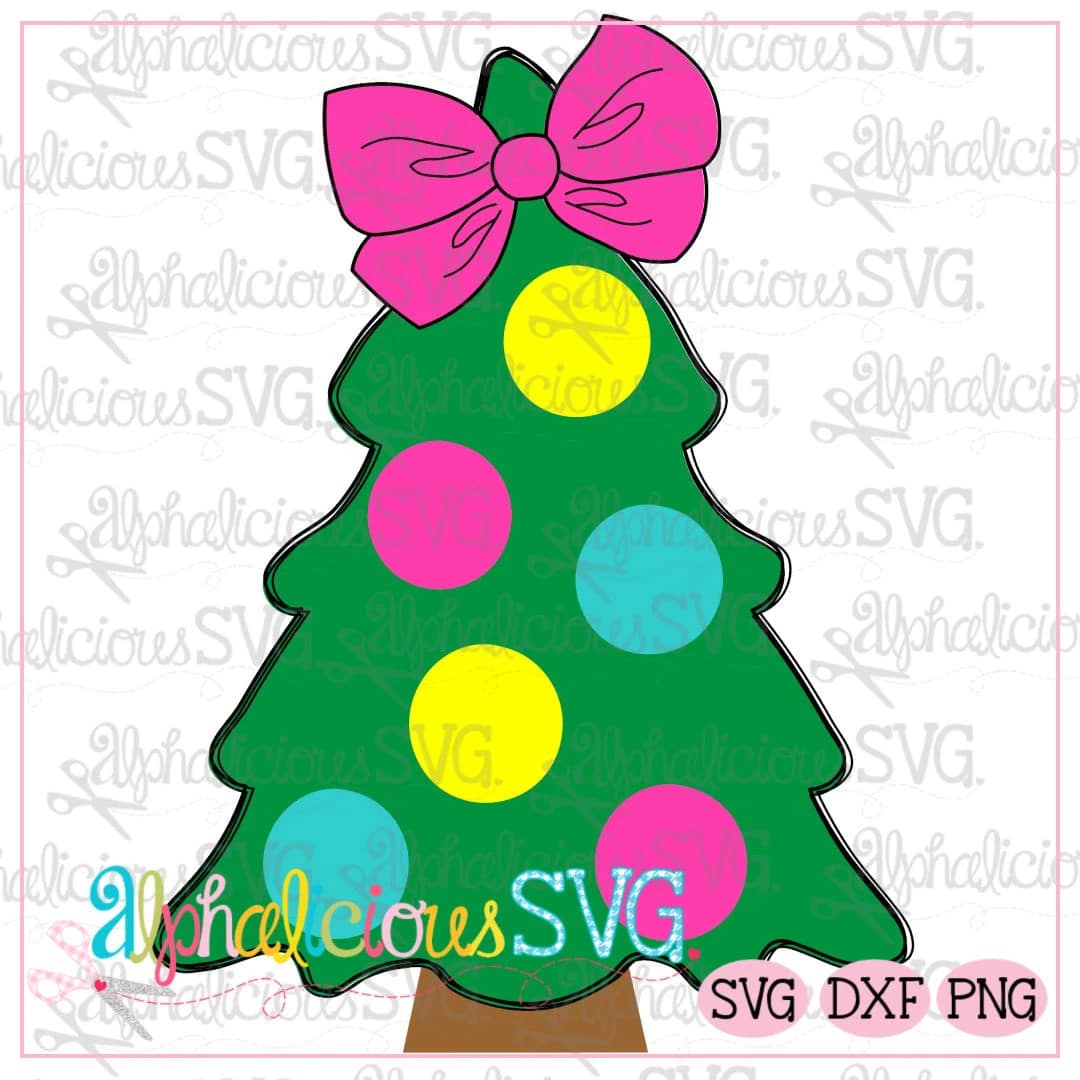 Polka Dot Tree with Bow- SVG