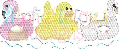 Pool Party Floatie Fun-Sketch Embroidery