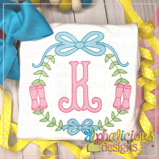 Preppy Girl Monogram Frame- Rainboots- Sketch