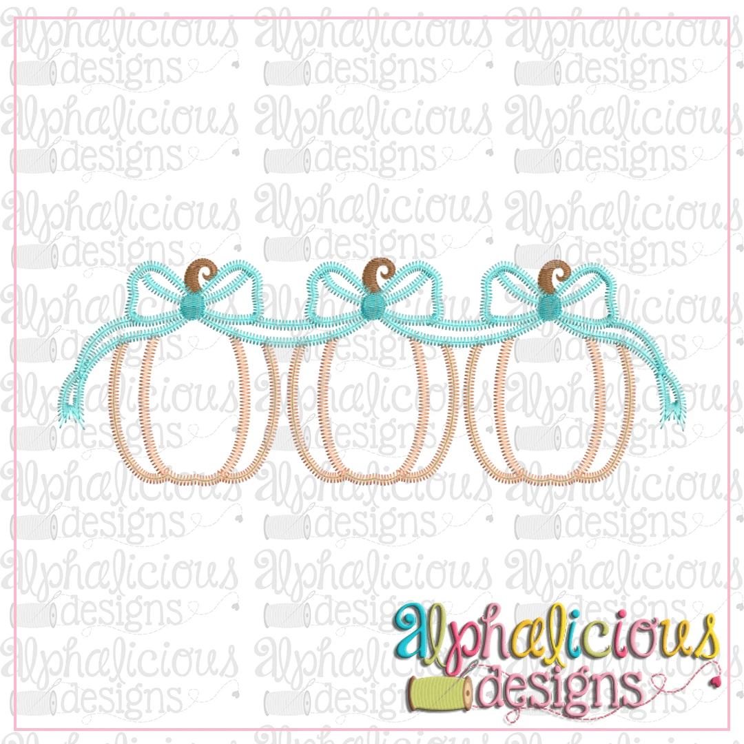 Pumpkin Trio with Bows-Zig Zag