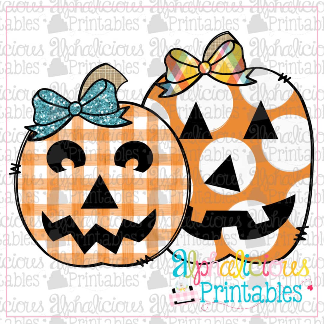 Pumpkin Pair with Bows