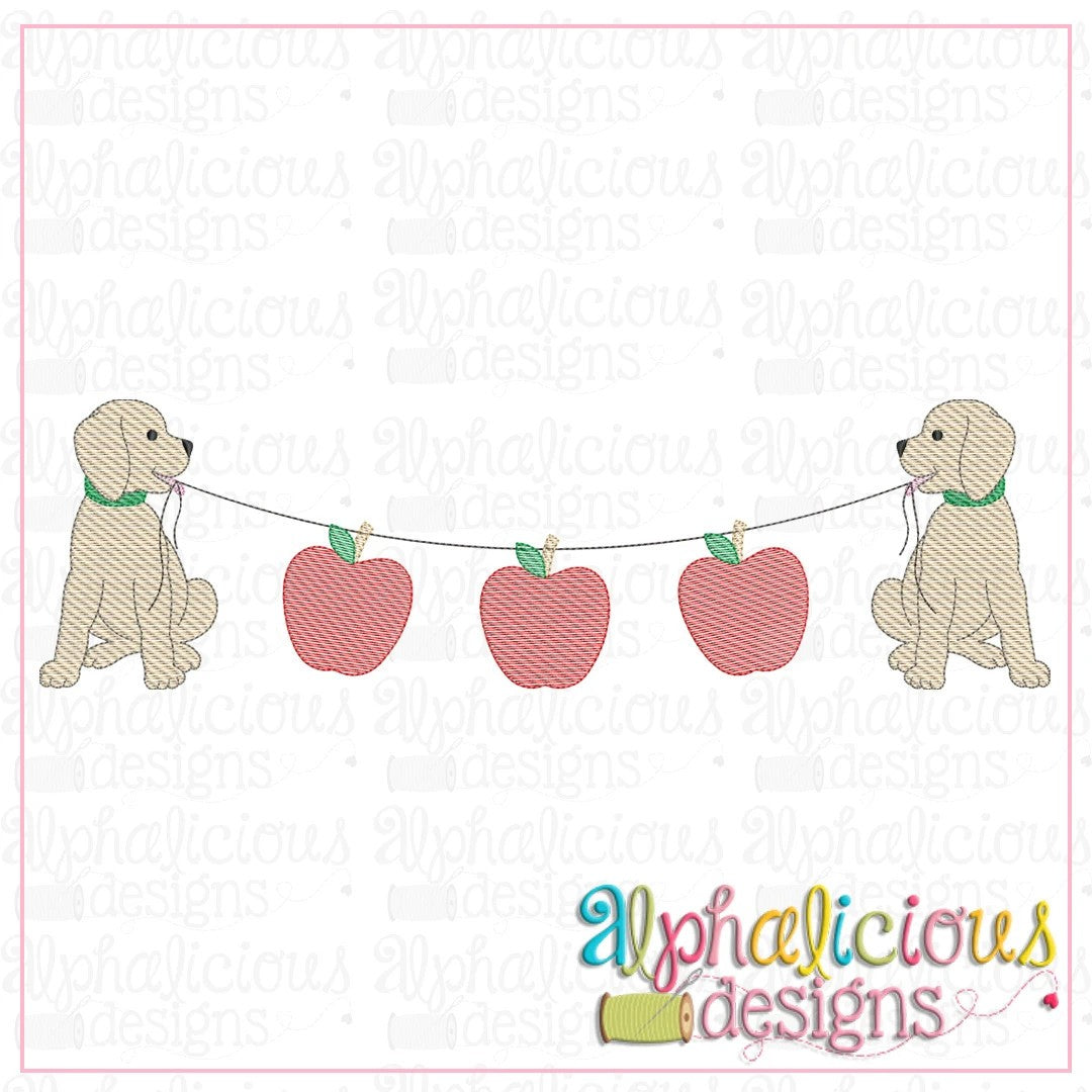 Pup Bunting with Apples-Sketch