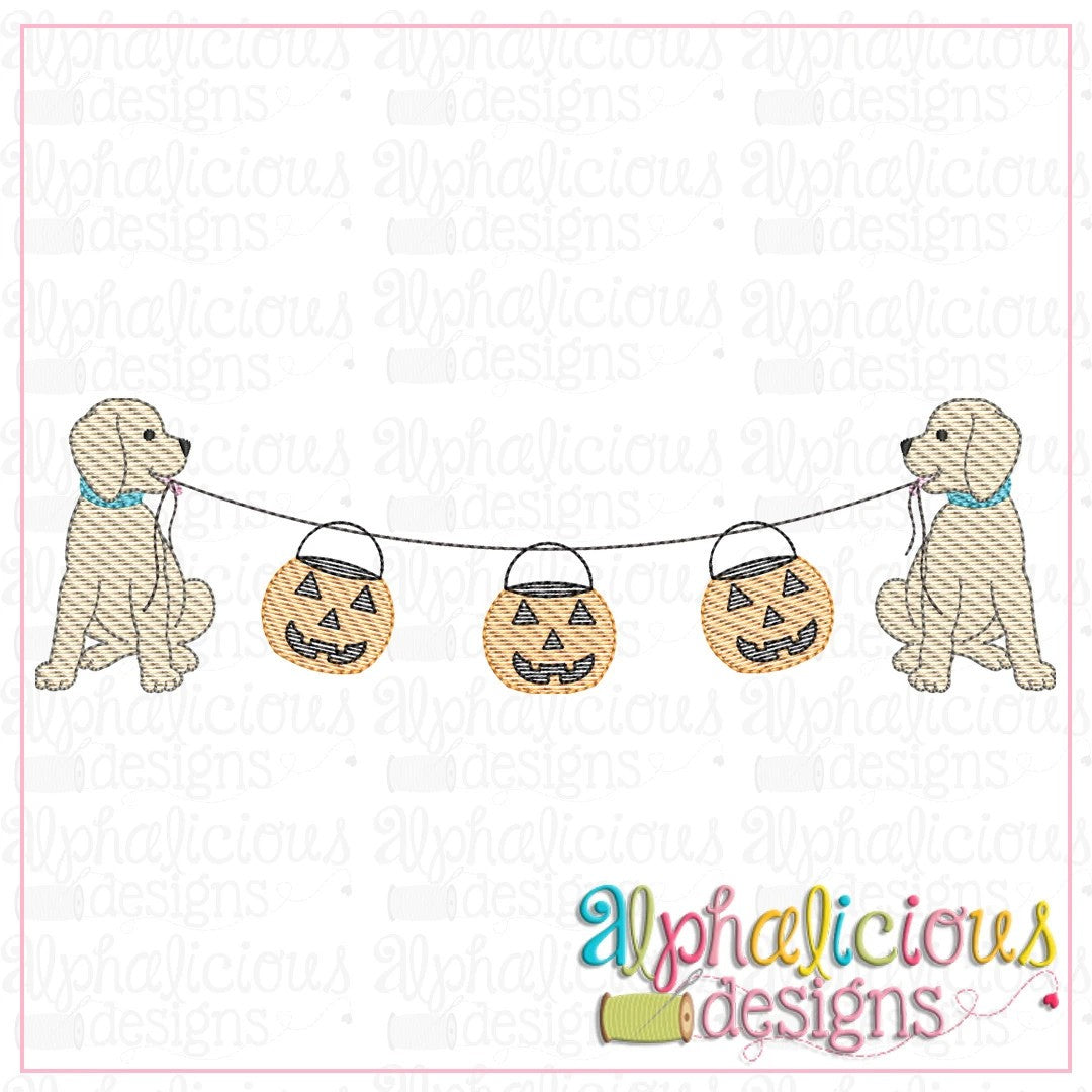 Pup Bunting with Pumpkins-Sketch