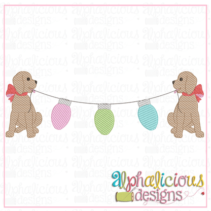 Pup Bunting with Bow - Lights - Sketch
