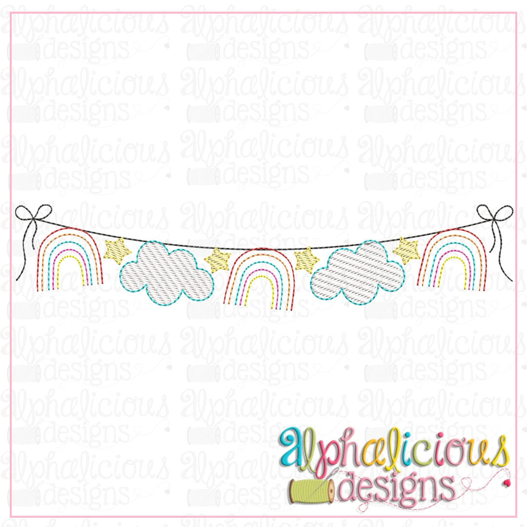 Rainbows and Clouds Bunting-Sketch