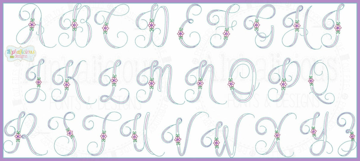 Vintage Daisy Embroidery Font Alphalicious Designs