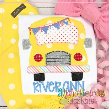 School Bus with Bunting-Blanket