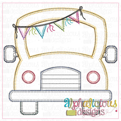 School Bus with Bunting-Blanket