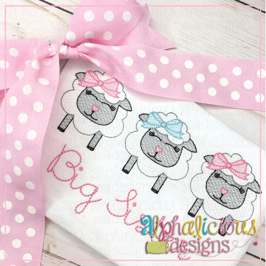 Sheep With Bow-Three In A Row-Sketch
