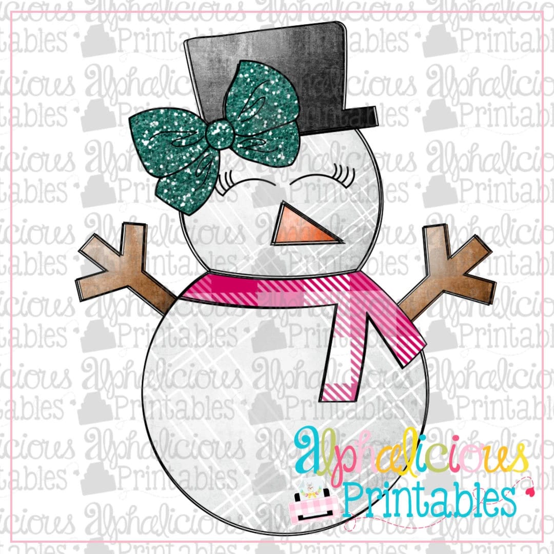 Snowgirl with Glitter Bow- Printable