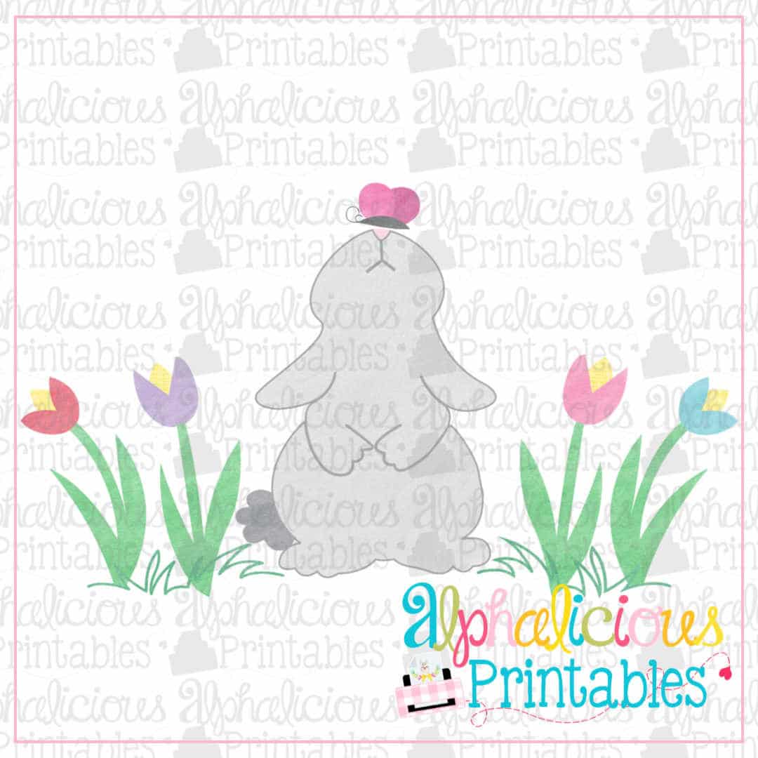 Simple Springting Rabbit Pdf Spring Rabbit with Butterfly-Printable – Alphalicious Designs