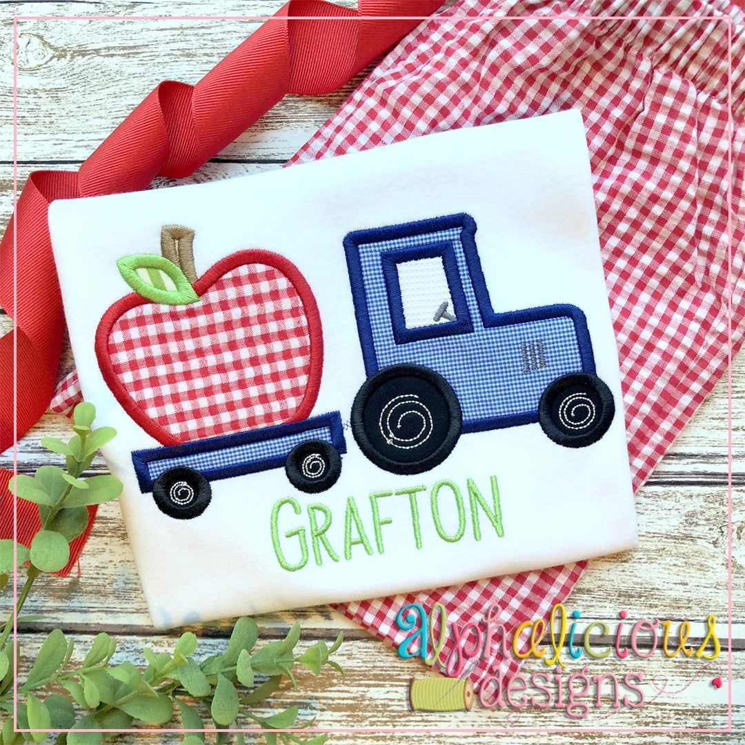 Tractor with Apple-Satin