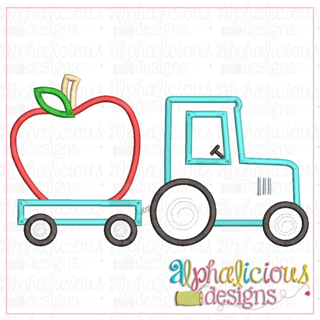 Tractor with Apple-Satin