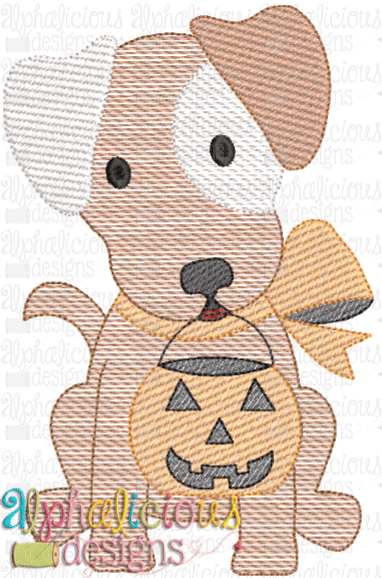 Trick OR Treat Pup with Bow- Sketch