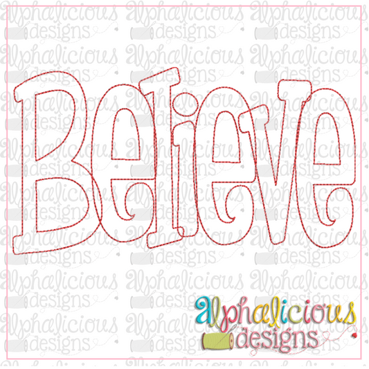 Believe Applique Word-Triple Bean