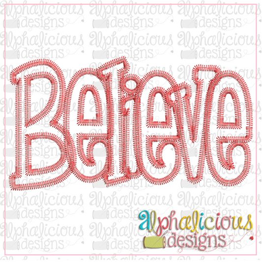 Believe Applique Word-ZigZag