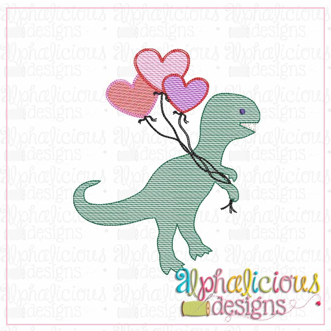 Valentine Dino with Balloons-Sketch