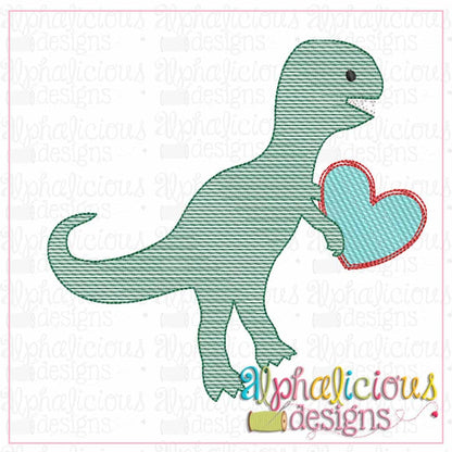 Valentine Dino with Heart-Sketch