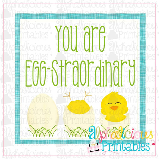 You Are Eggstraordinary-Yellow and Turquoise-Easter Printable Tags