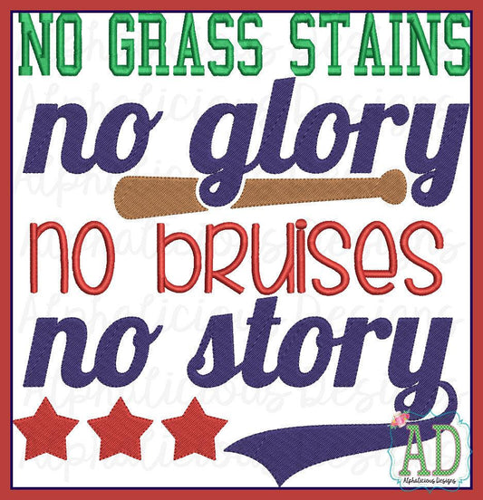 No Grass Stains No Glory No Bruises No Story Word Art