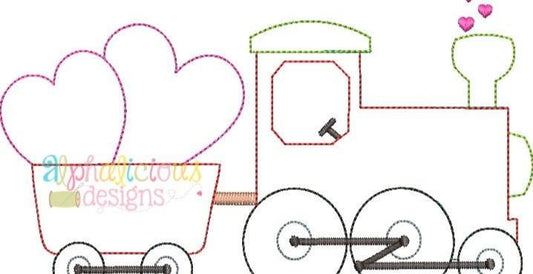 Valentine Train Applique Design- Triple Bean