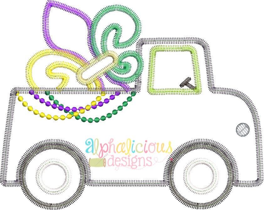 Mardi Gras Truck Applique Design- ZigZag