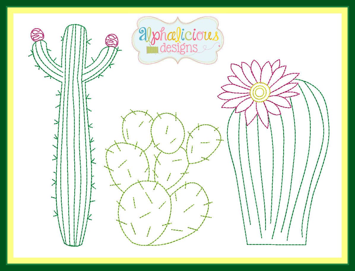 Vintage Cactus Trio Embroidery