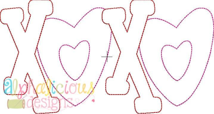 Valentine's XOXO Applique Design-Triple Bean