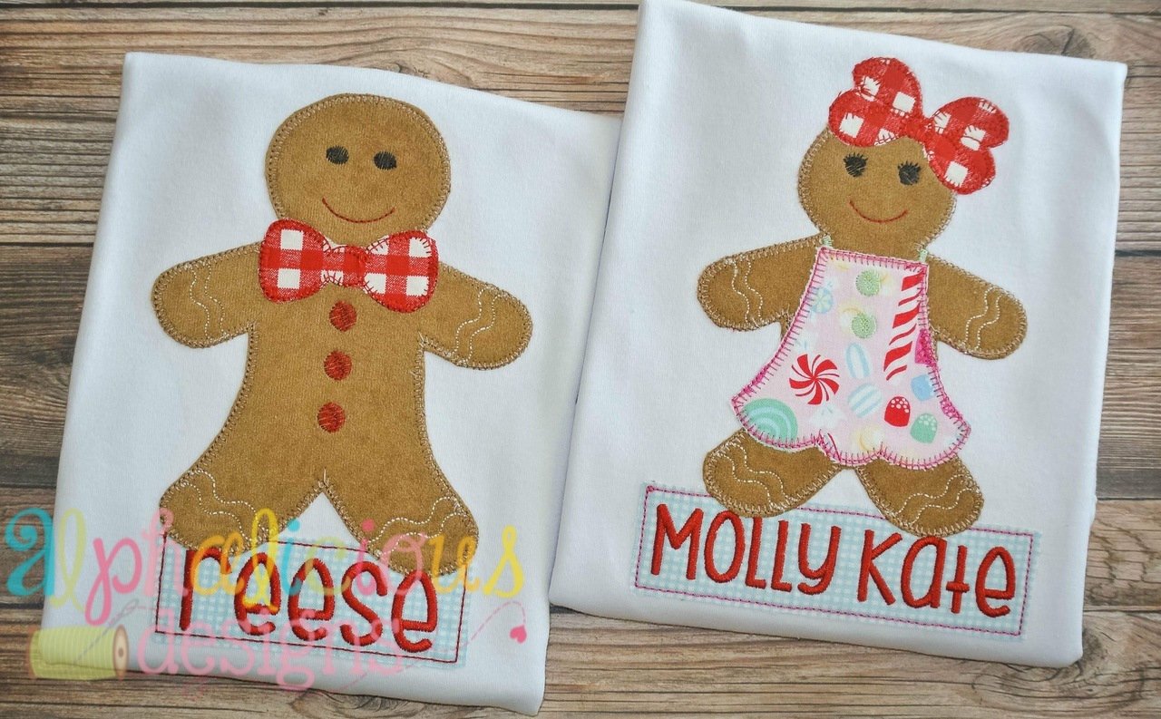 Mr. and Mrs. Gingerbread Applique-Blanket- Bundle