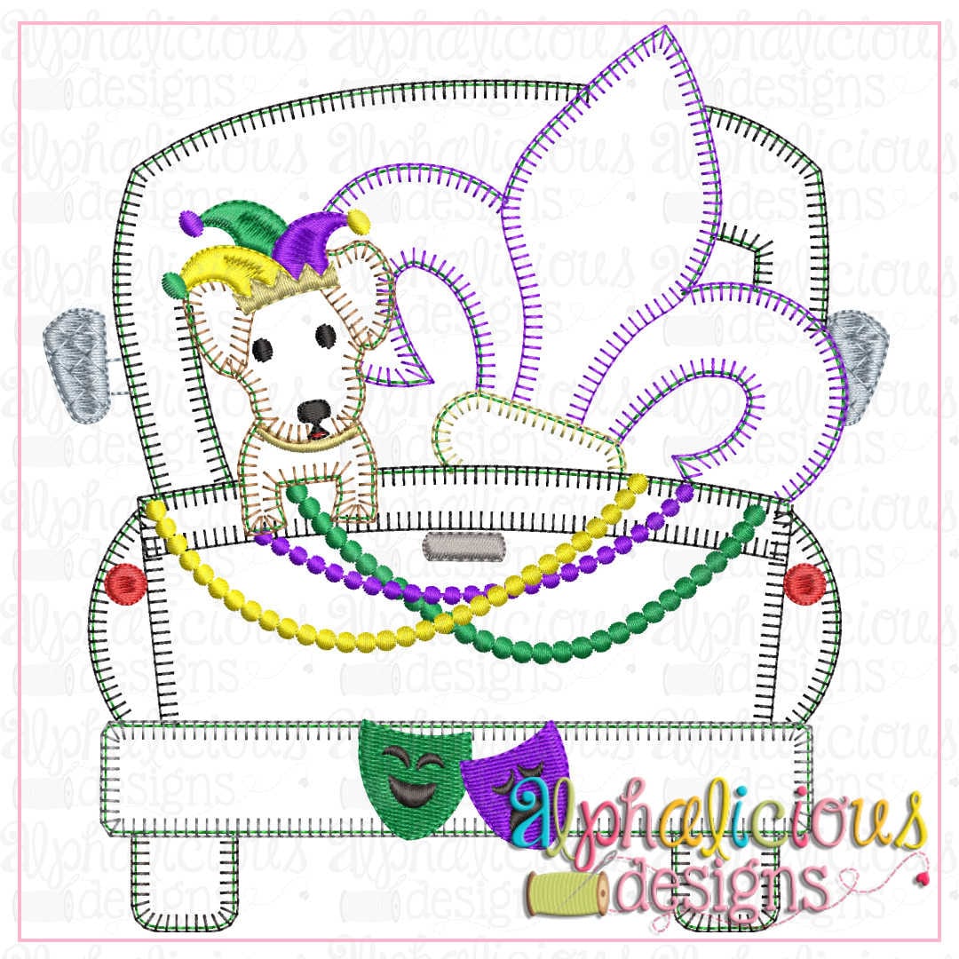 Farm Truck-Mardi Gras and Pup-Blanket