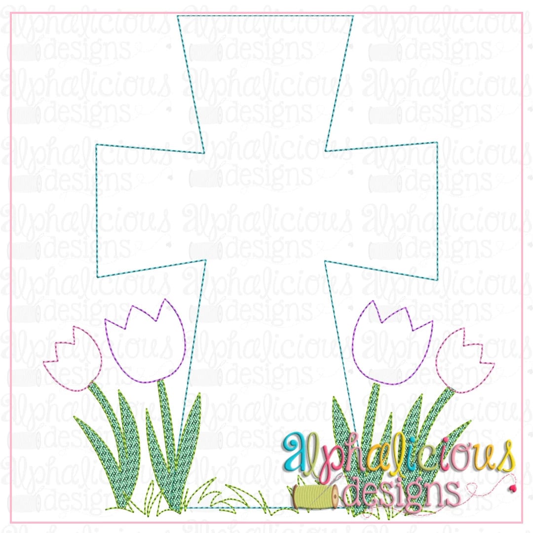 Cross with Flowers-Triple Bean