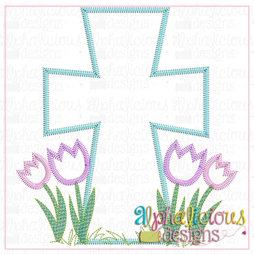 Cross with Flowers-Zigzag