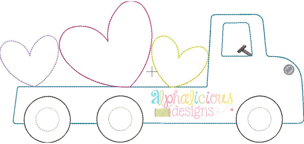 Flatbed Truck with Hearts Applique - Triple Bean