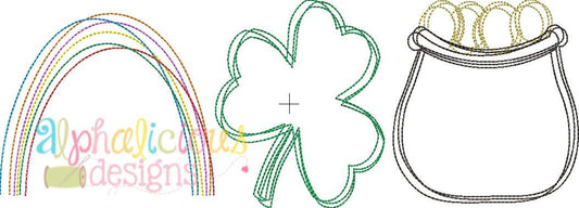 Luck of the Irish Three In A Row-Vintage Scribble Embroidery