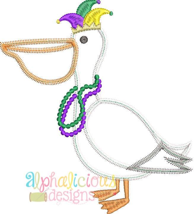 Mardi Gras Pelican Alphalicious Designs - Zig Zag