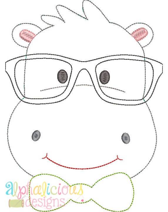 Mr. Happy Hippo Applique Design -Triple Bean