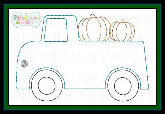Vintage Truck with Pumpkin Embroidery