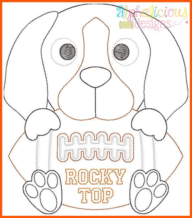 Hound Football Mascot Vintage Embroidery Design