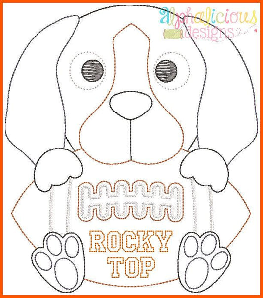 Hound Football Mascot Vintage Embroidery Design