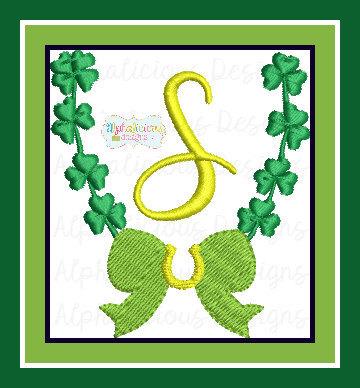 Saint Patty's Clover and Horse Shoe Monogram Frame MINI