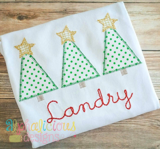 Holiday Star Tree Trio-Blanket-Applique