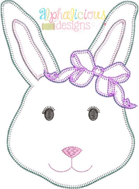 Mrs.Bunny with Bow Applique -Blanket
