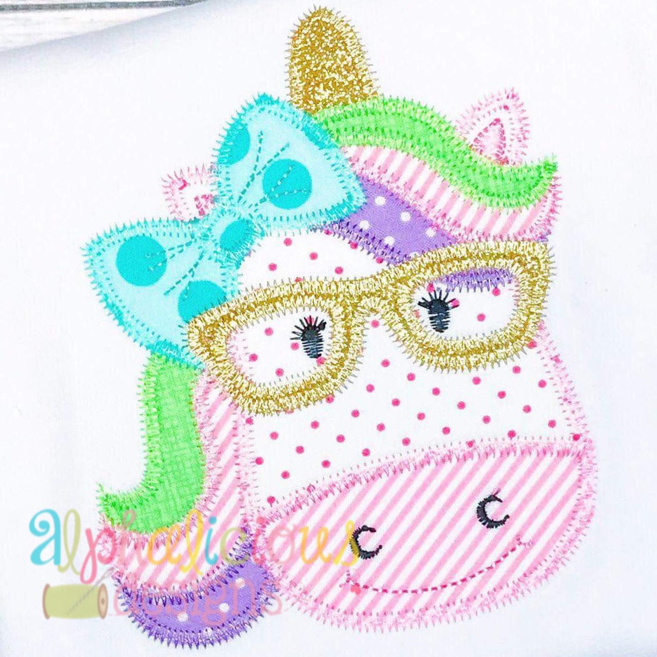 Magical Unicorn Girl with Glasses Applique- ZigZag