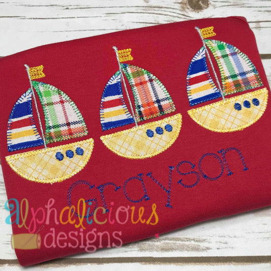Sail Boat Three In A Row-Blanket